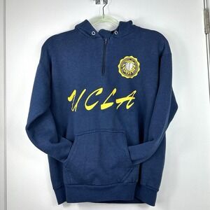 Vintage UCLA Hooded Sweatshirt Large – 80s Quarter Zip Pullover by Wolf USA,